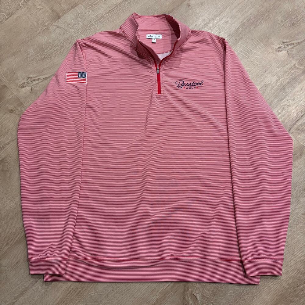 Peter Millar Barstool Golf Performance 1/4 Quarter Zip Pullover Men's XL Red USA